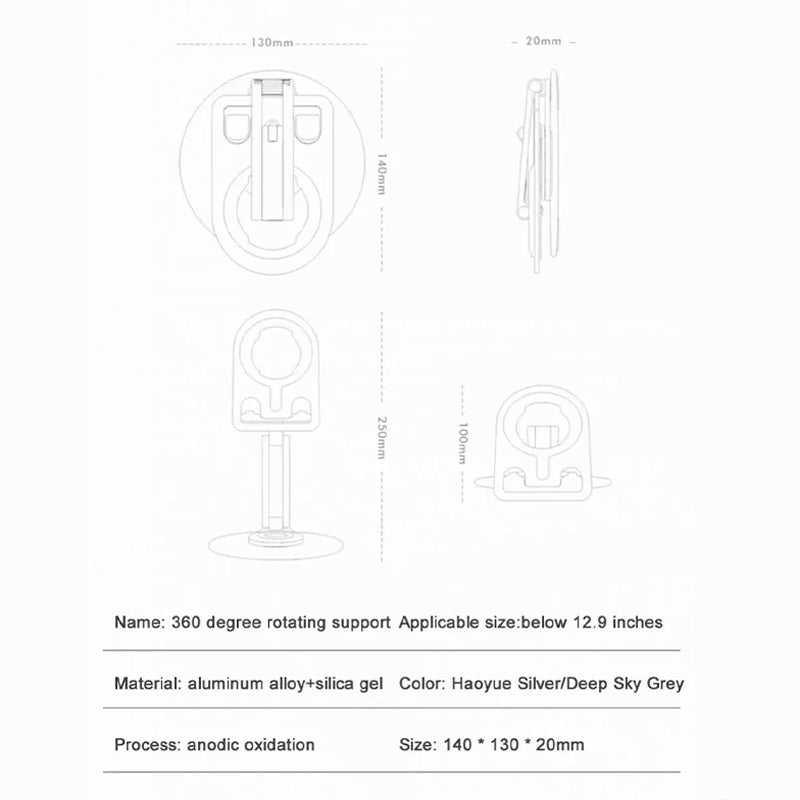 M02 Aluminum Alloy Foldable Phone Tablet Bracket Compatible with MagSafe Charger / iPhone 16 / 16 Ultra / 16 Pro / 16 Pro Max