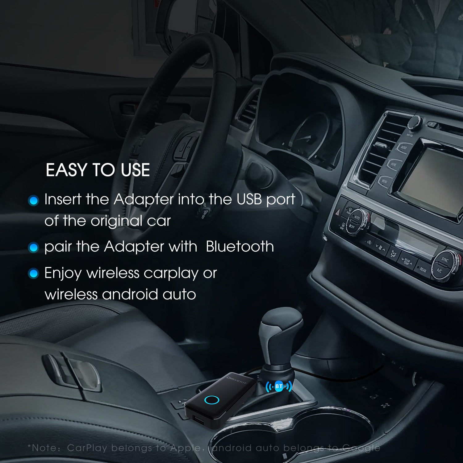DRIVEKIT AF1313 Bluetooth CarPlay Wireless Adapter Convert Wired to Wireless Carplay Box
