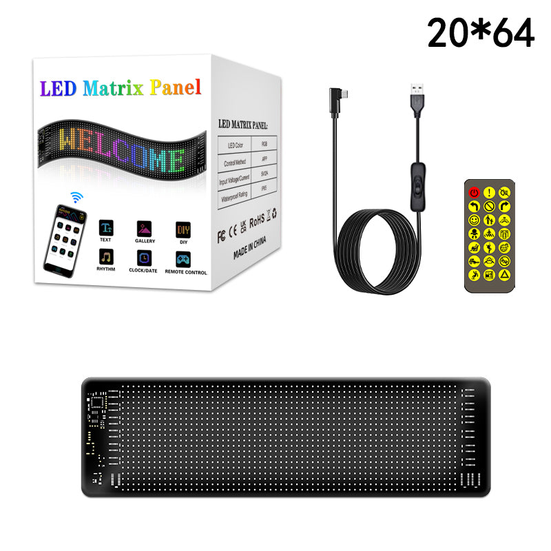 RP1035R Rounded Corners Car Rear Windshield DIY Advertising Screen Bluetooth APP Control LED Matrix Display Screen