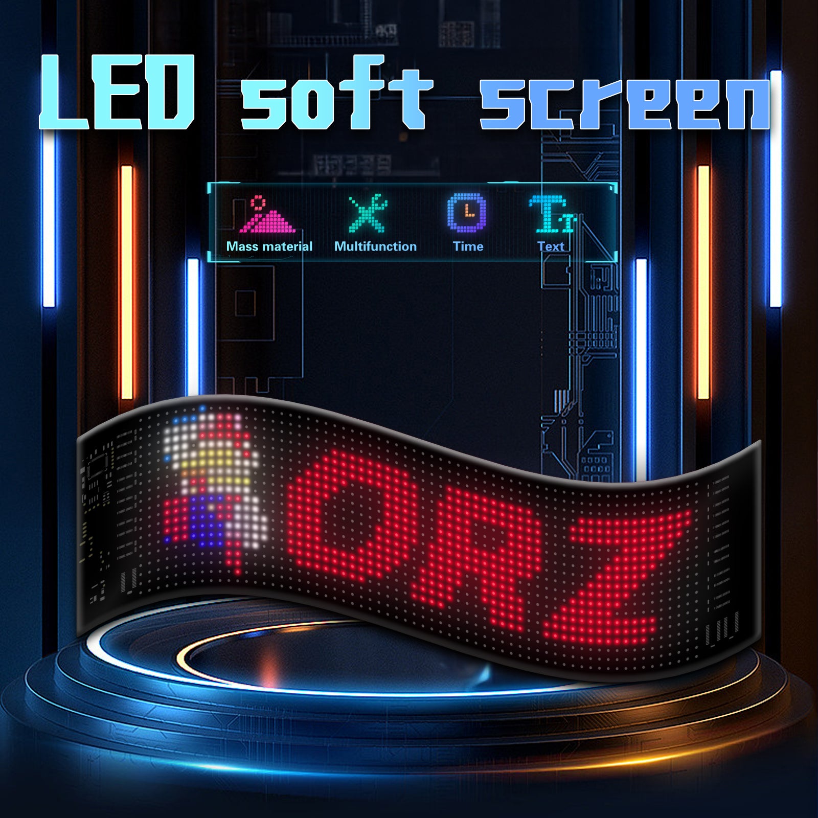 RP1259S 120x595mm LED Matrix Panel Flexible Screen Display Bluetooth APP Control LED Car Sign