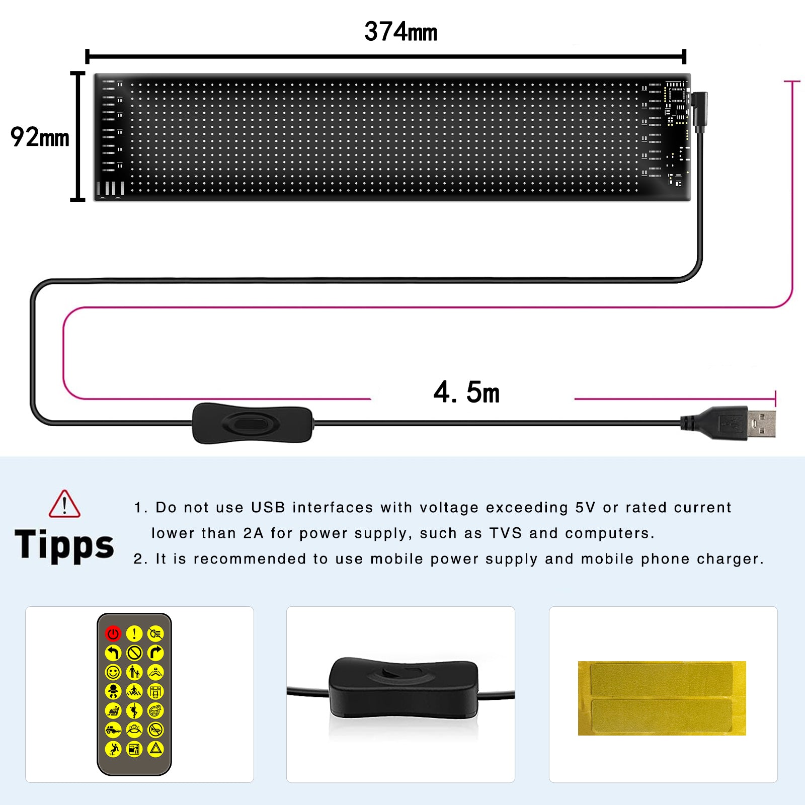 RP937 Car Rear Windshield Flexible LED Screen Display Message Scrolling Sign APP Control