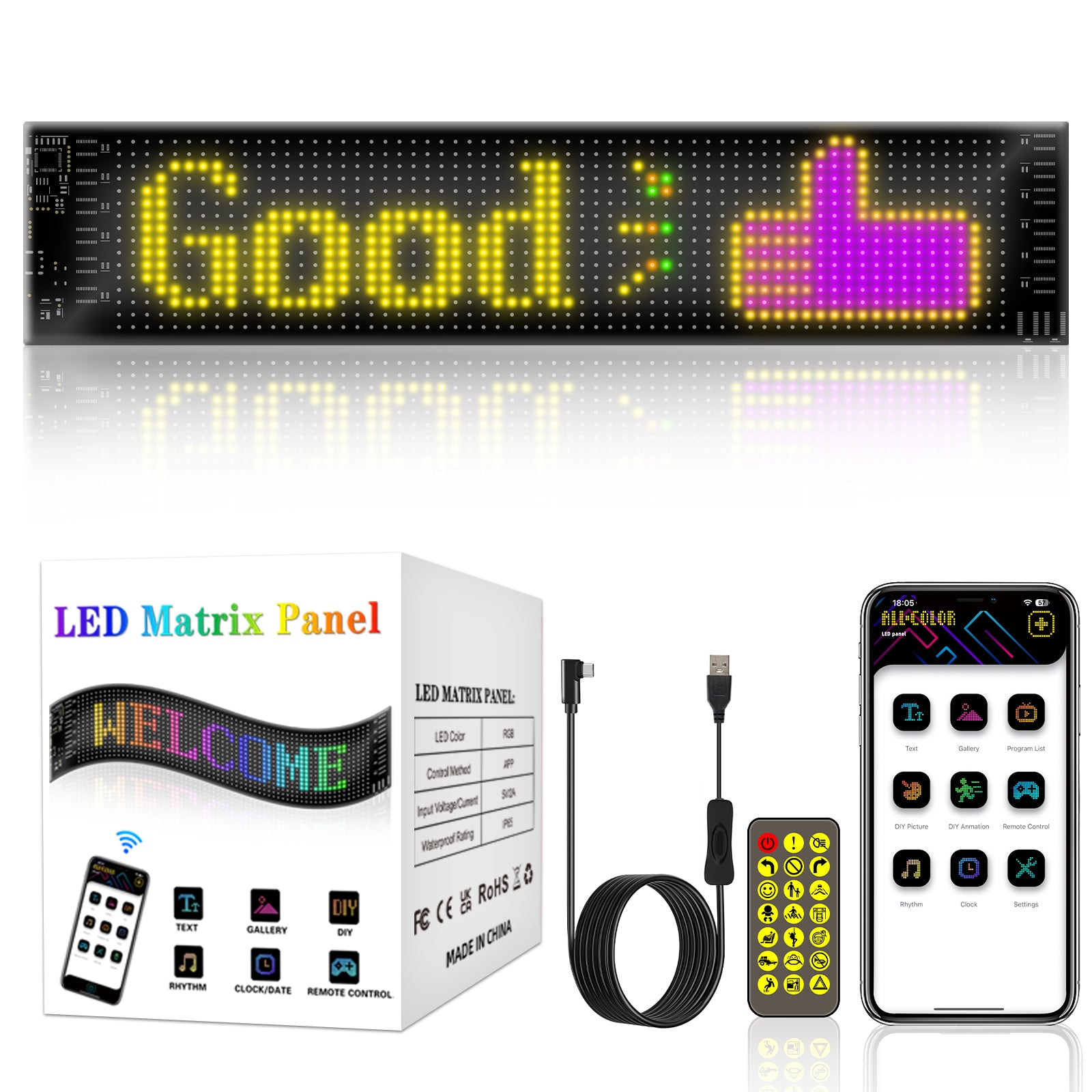 RP937 Car Rear Windshield Flexible LED Screen Display Message Scrolling Sign APP Control
