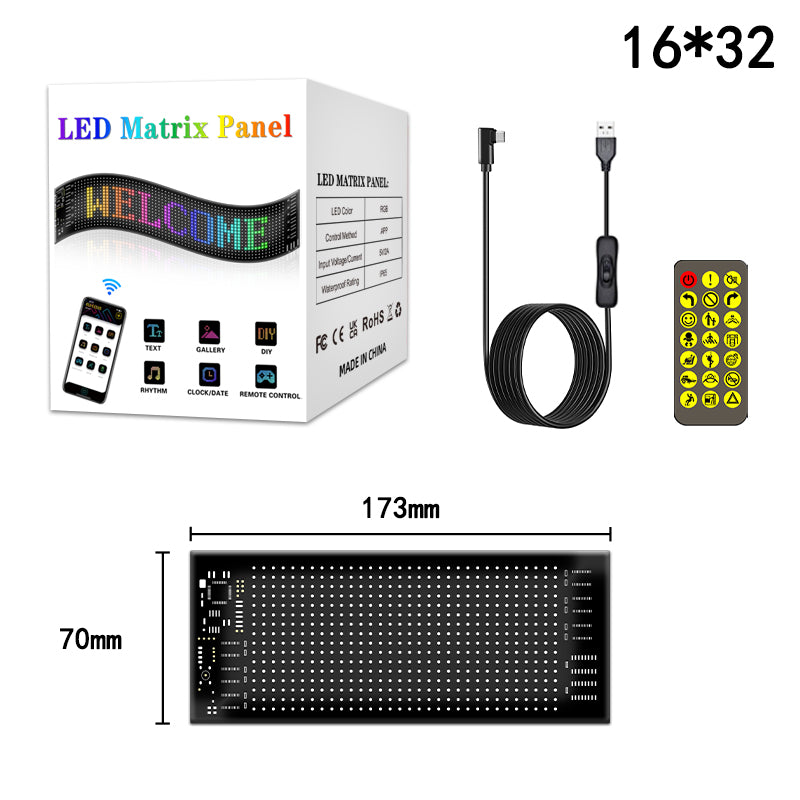 RP717 70x173mm Flexible LED Matrix Panel Waterproof Bluetooth APP Control Car Sign