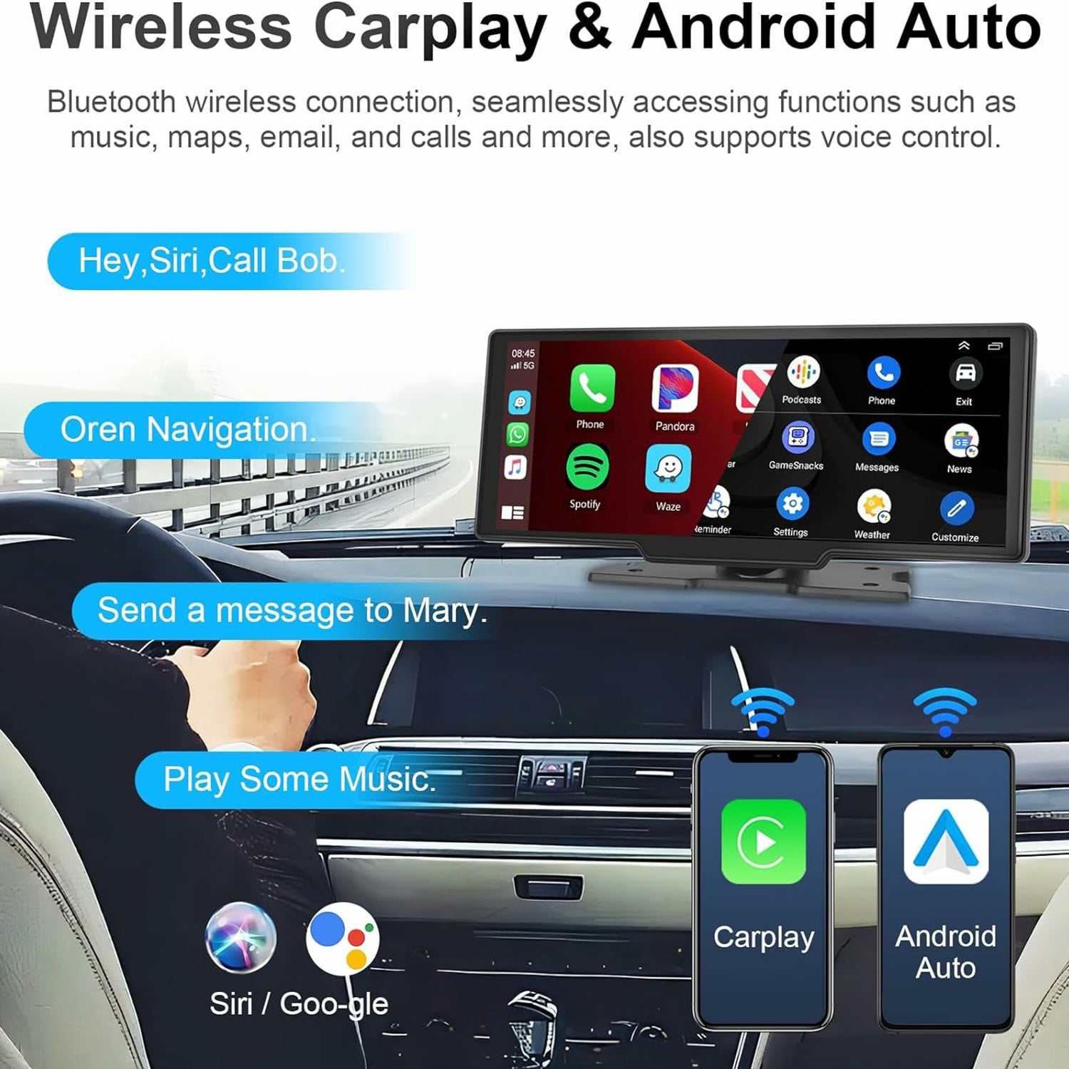 RH-W515 10.26 Inch Touch Screen CarPlay Android Auto Bluetooth Multimedia Player (No DVR)