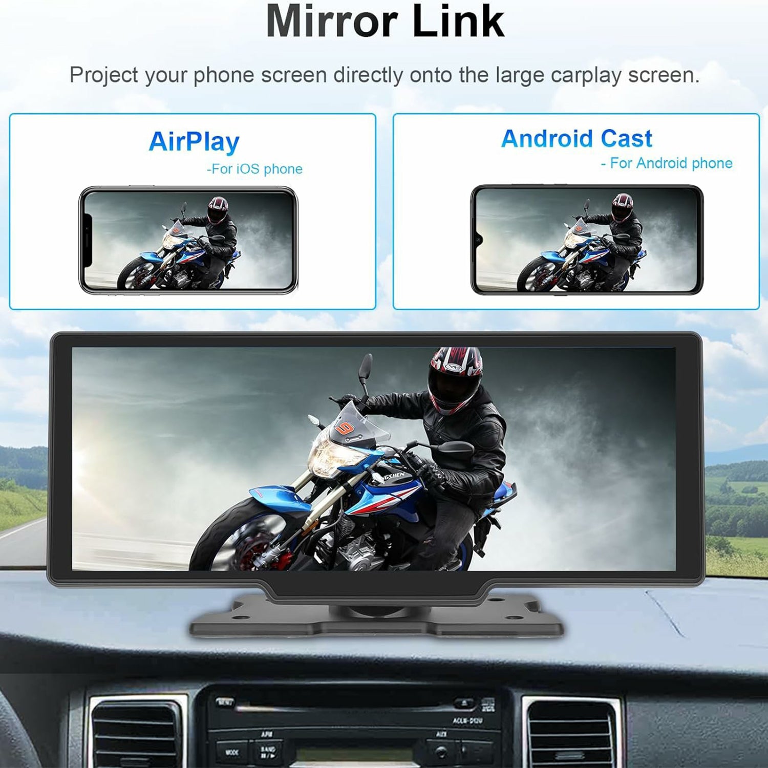 RH-W515 10.26 Inch Touch Screen CarPlay Android Auto Bluetooth Multimedia Player (No DVR)