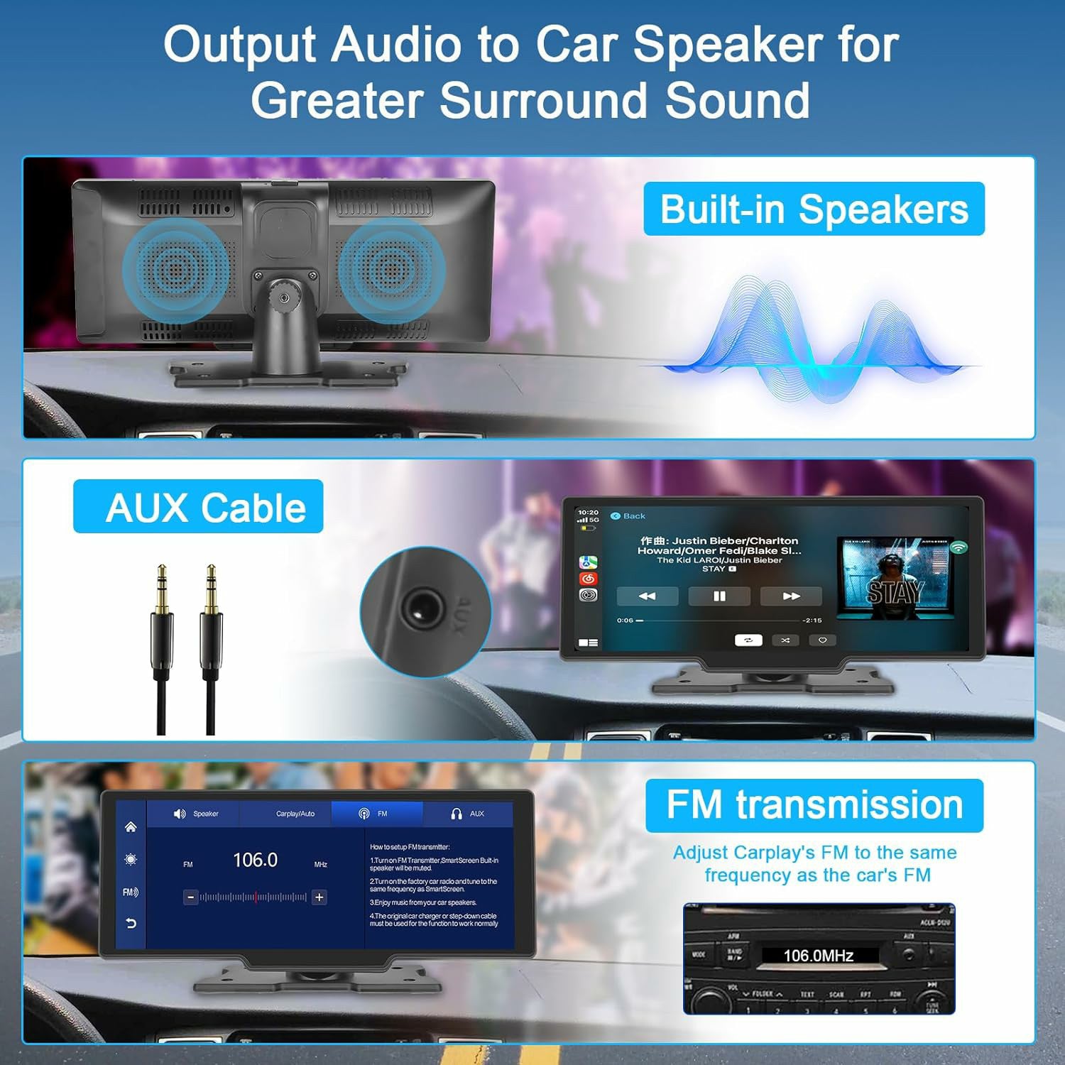 RH-W515 10.26 Inch Touch Screen CarPlay Android Auto Bluetooth Multimedia Player (No DVR)