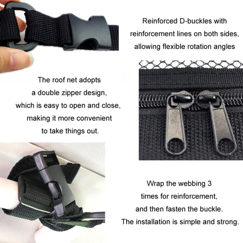 88x59x110cm Car Ceiling Cargo Net Triangle-Shaped Vehicle Ceiling Strong Load-Bearing Pocket