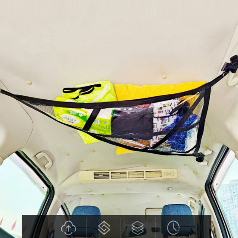 88x59x110cm Car Ceiling Cargo Net Triangle-Shaped Vehicle Ceiling Strong Load-Bearing Pocket