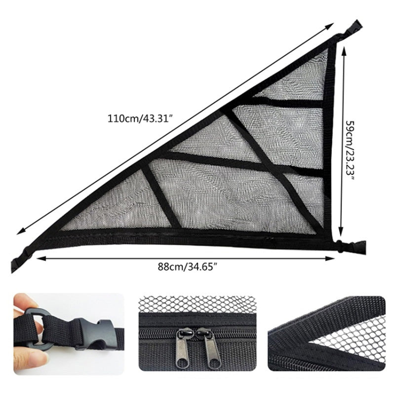 88x59x110cm Car Ceiling Cargo Net Triangle-Shaped Vehicle Ceiling Strong Load-Bearing Pocket