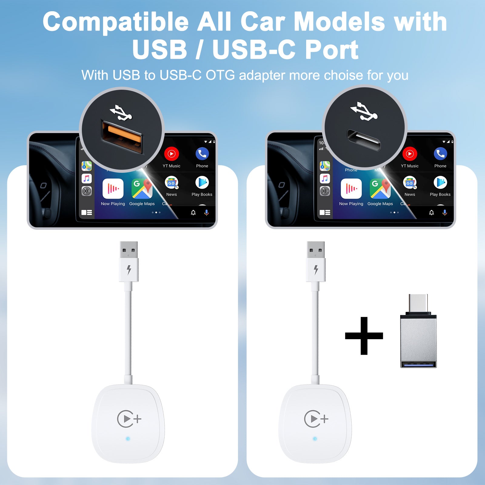 020-7+ Wireless Video / Car Play Adapter Car System Wired to Wireless Car Player Supports YouTube / Netflix / TikTok