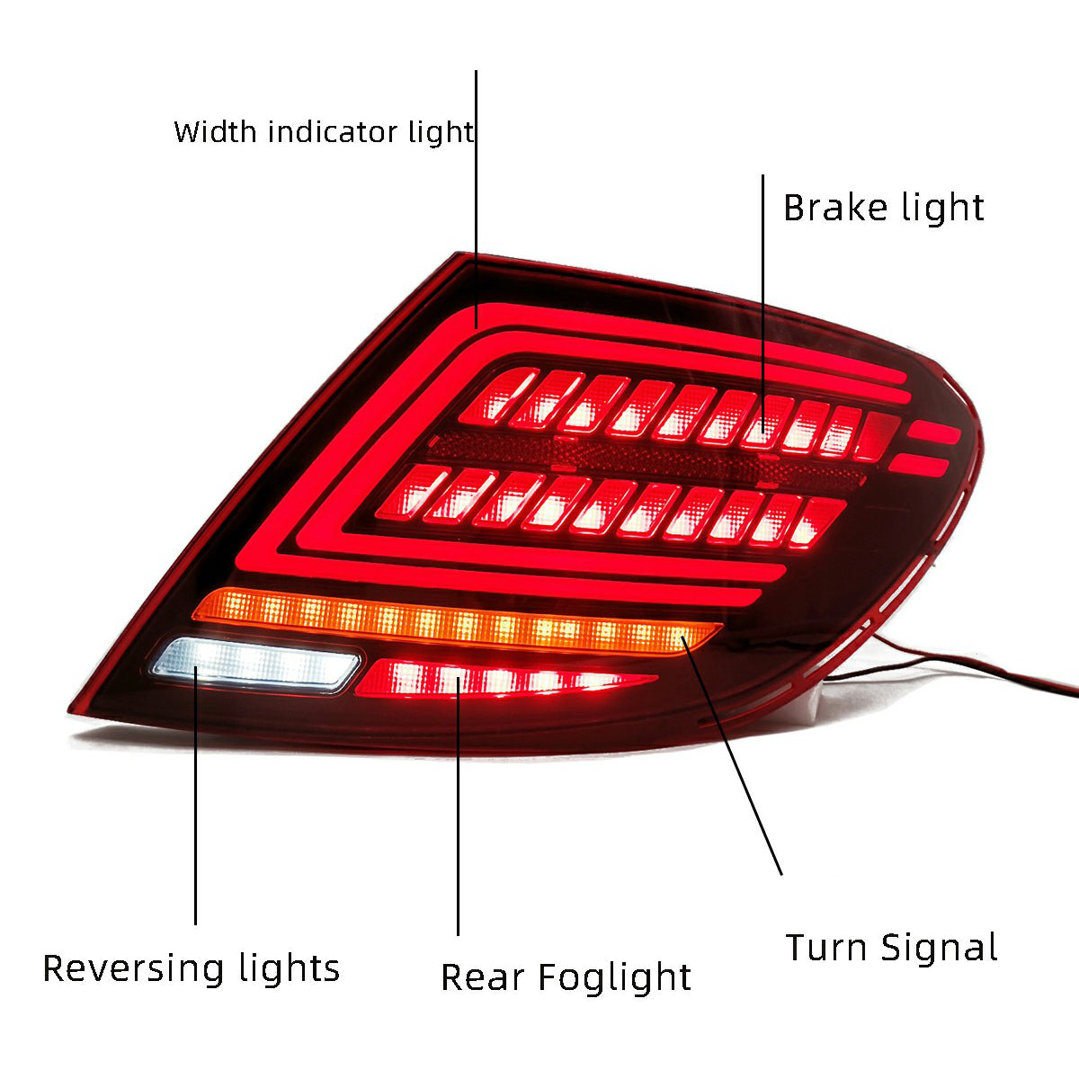 WINAUTO 1 Pair For W204 C-Class 2007-2014 LED Tail Lamp Multi-function Turn Signal Light