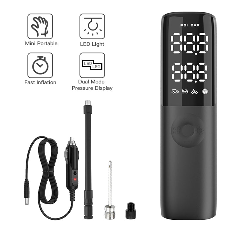 KF02 12V Cigarette Lighter Corded Portable Tire Pump with Digital Display