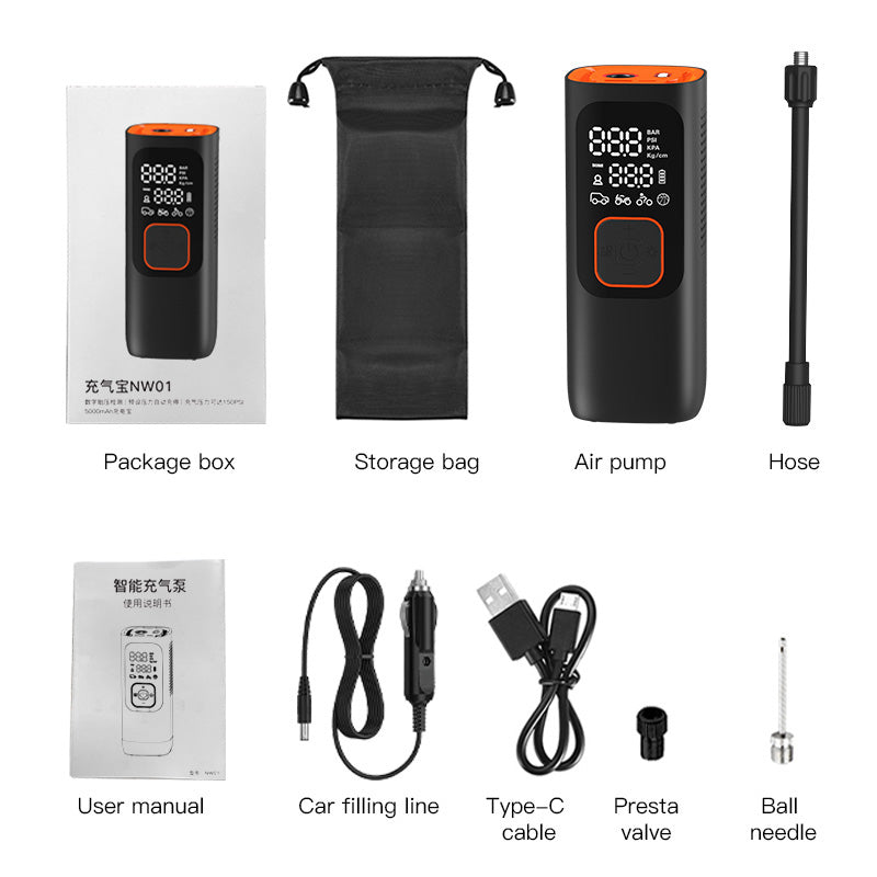 NW01-SP Tire Inflator Portable Air Compressor Air Pump for Car Motorcycle