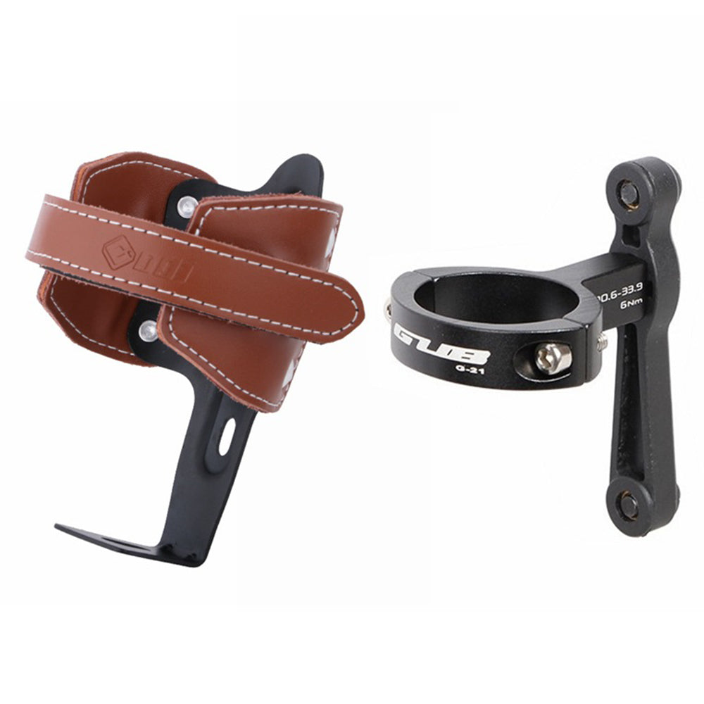 ODI Bike Mount Genuine Cow Leather Water Bottle Holder Cycling Kettle Holder, with Converter