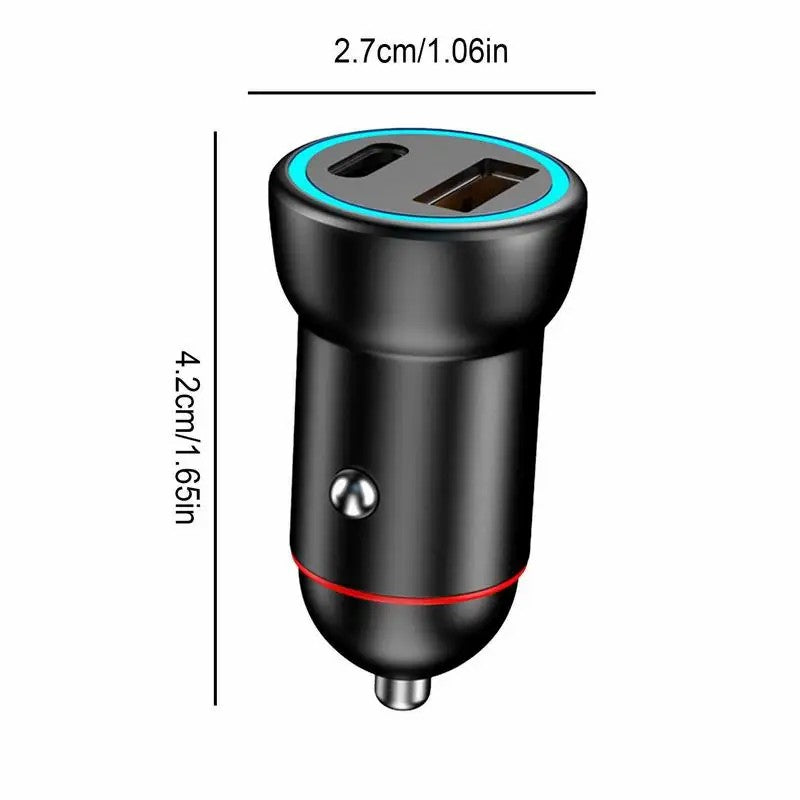 P3 100W Fast Charging Type-C+USB Car Charger with 3-in-1 Cable for Apple / Huawei / Xiaomi