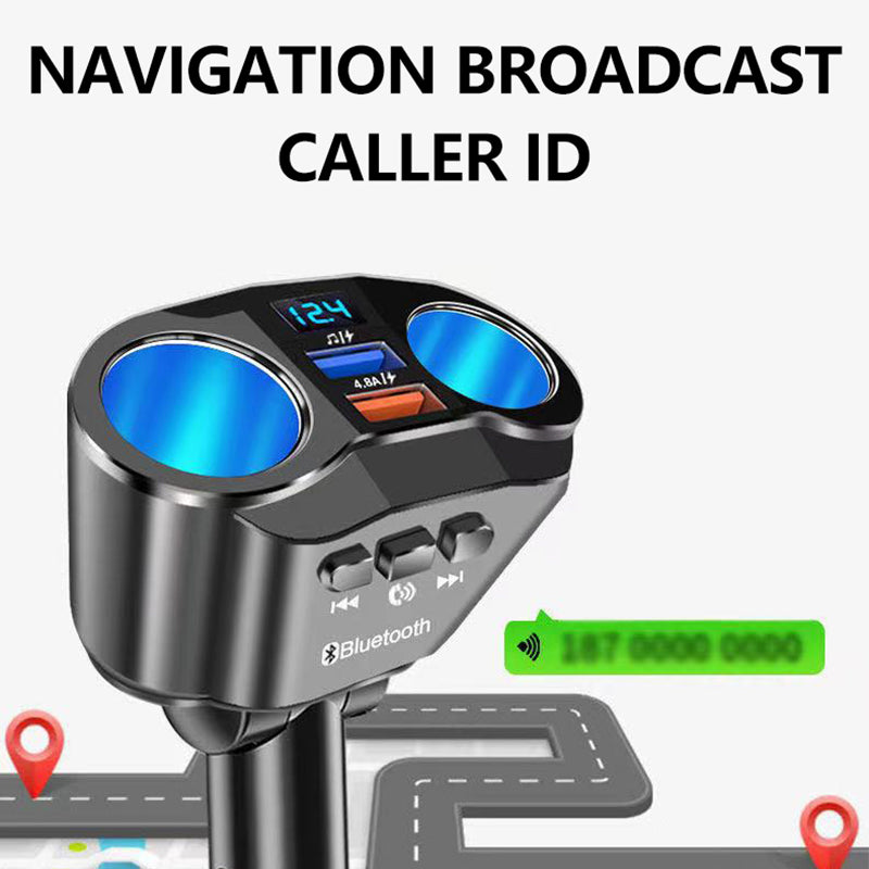 A9 Wireless in-Car Bluetooth FM Transmitter Rotatable Radio Adapter MP3 Player 4.8A USB Car Charger for 12-24V Car