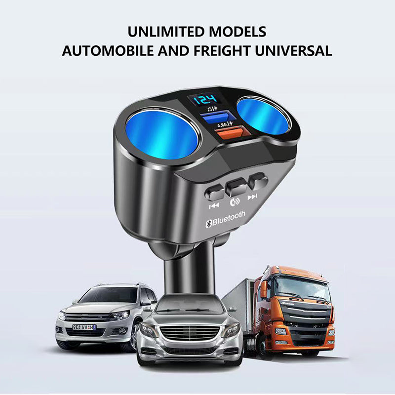 A9 Wireless in-Car Bluetooth FM Transmitter Rotatable Radio Adapter MP3 Player 4.8A USB Car Charger for 12-24V Car