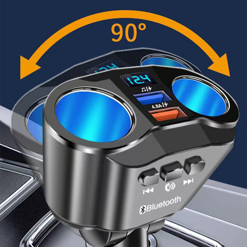 A9 Wireless in-Car Bluetooth FM Transmitter Rotatable Radio Adapter MP3 Player 4.8A USB Car Charger for 12-24V Car