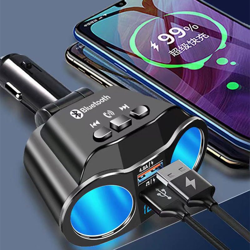 A9 Wireless in-Car Bluetooth FM Transmitter Rotatable Radio Adapter MP3 Player 4.8A USB Car Charger for 12-24V Car