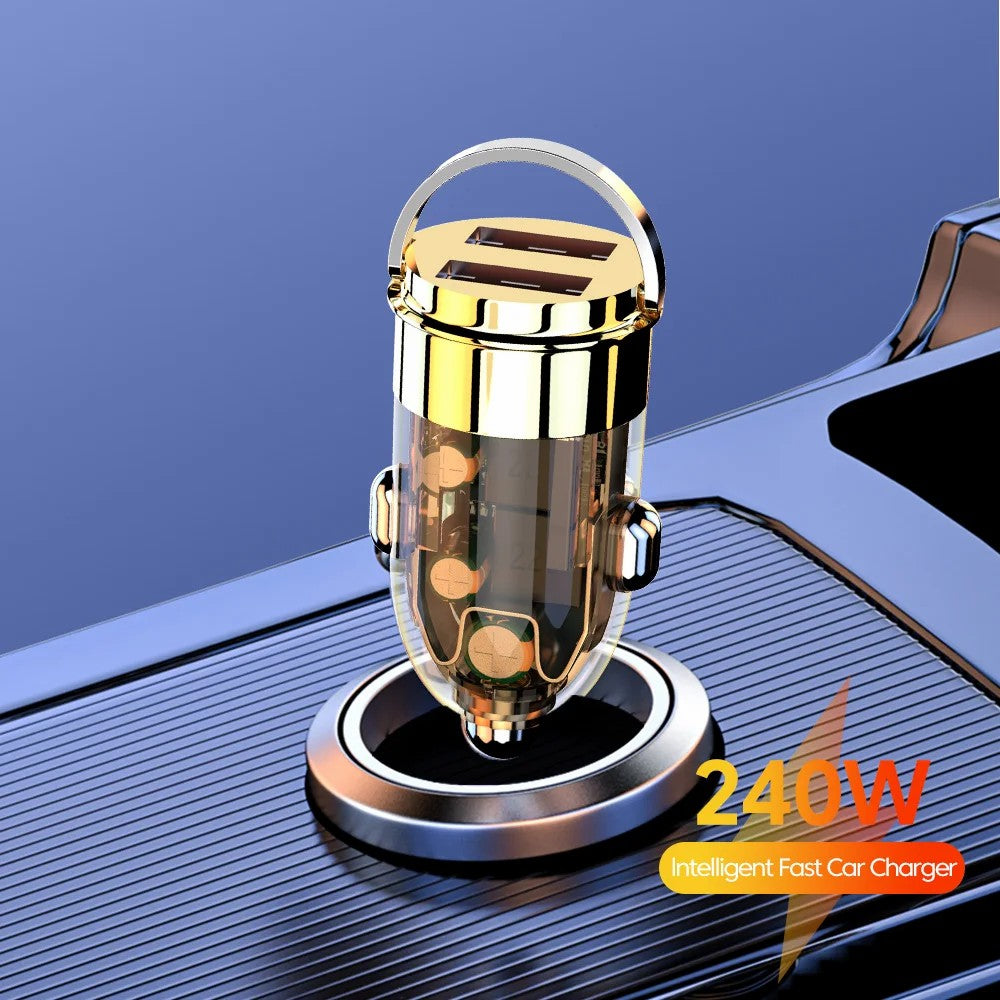 G22S 240W Fast Charging Type-C+USB Car Charger 12V-24V Dual Port Cigarette Lighter Adapter
