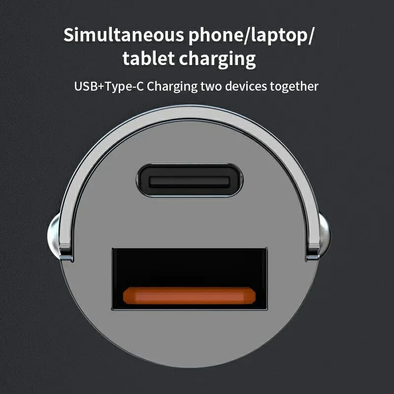 G20 12-24V 120W USB+Type-C Phone Fast Charging Adapter Car Charger with Type-C to 8Pin Cable