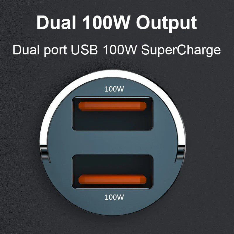 G50S 5A Super Fast Charging Cable + 12-24V Dual USB 200W Car Charger Adapter