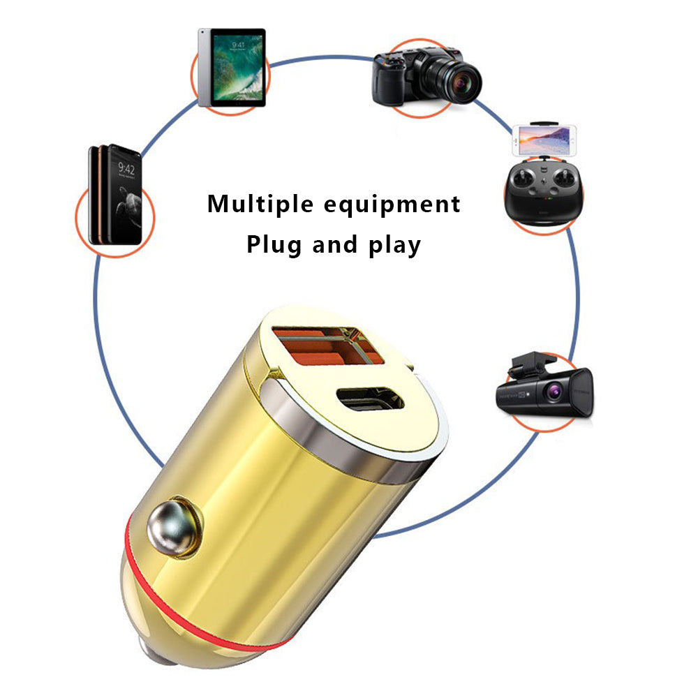 G30J 133W High Power Charging Adapter Type-C+USB Car Charger with 6A USB to Type-C Cable