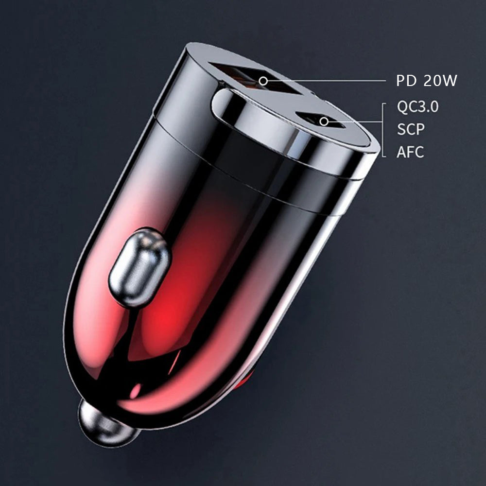 G20JB M100W+PD 20W Car Charger with PD Fast Charging Cable Dual Port Phone Charging Adapter for 12-24V Car