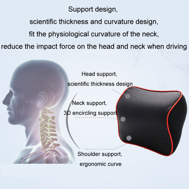 Car Headrest Memory Foam Breathable Car Neck Pillow + Back Cushion Lumbar Support