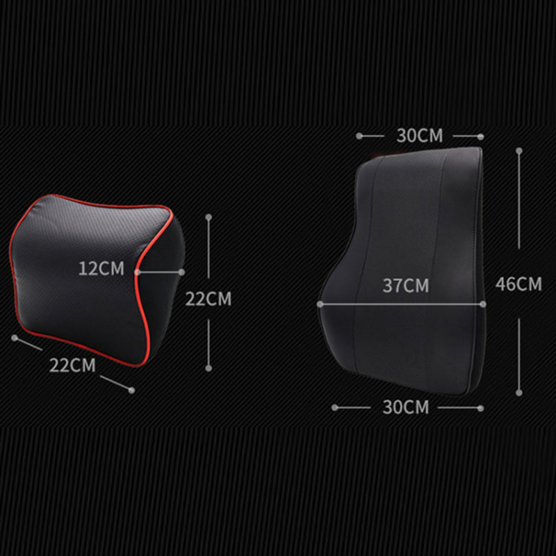 Car Headrest Memory Foam Breathable Car Neck Pillow + Back Cushion Lumbar Support