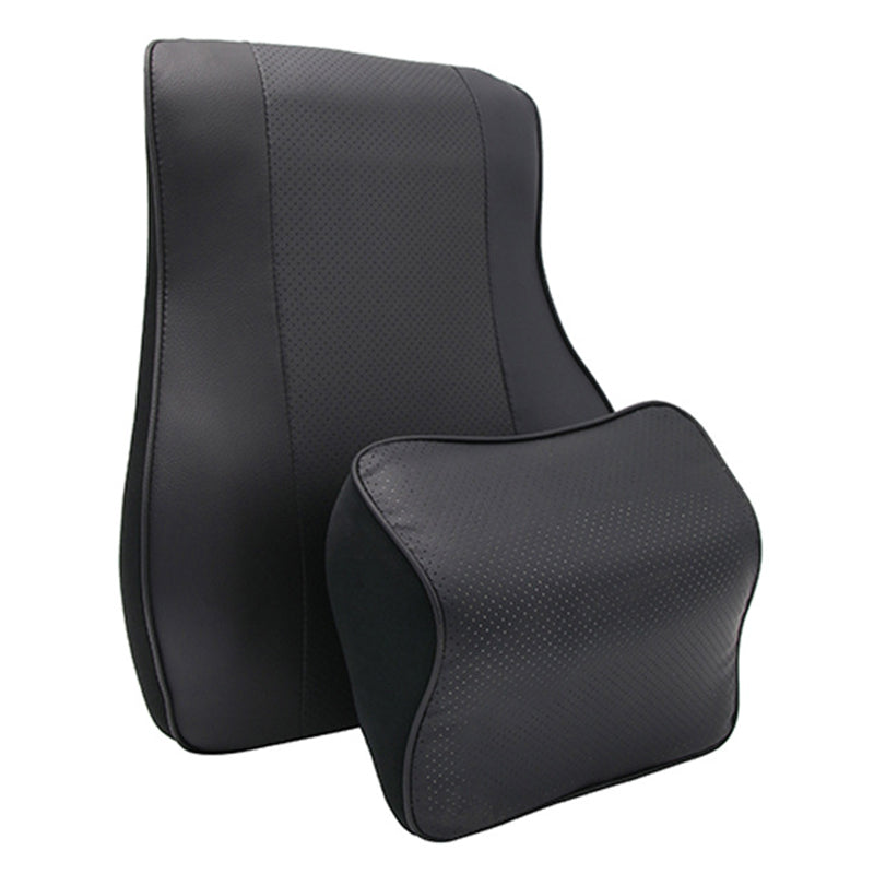 Car Headrest Memory Foam Breathable Car Neck Pillow + Back Cushion Lumbar Support