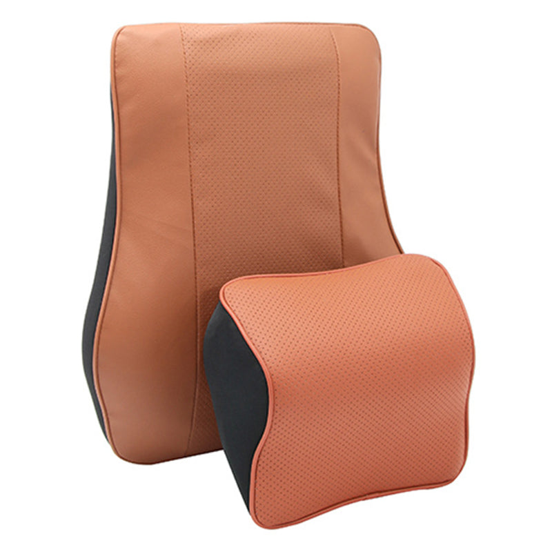 Car Headrest Memory Foam Breathable Car Neck Pillow + Back Cushion Lumbar Support