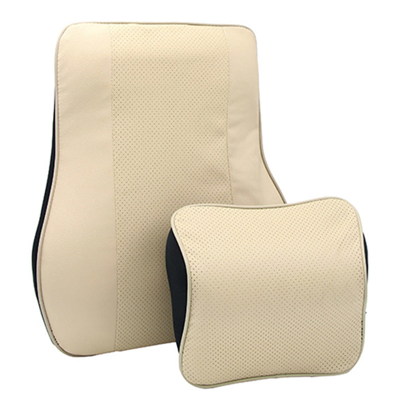 Car Headrest Memory Foam Breathable Car Neck Pillow + Back Cushion Lumbar Support