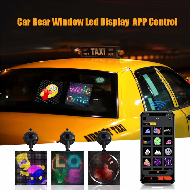 HCZ-01 Car LED Image Display Screen Bluetooth App Control Car Rear Window Message Board