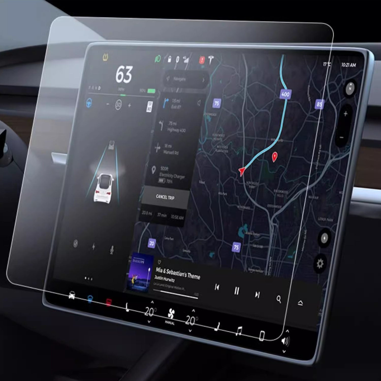 For Tesla Model 3 / Y HD Clear Car Display Navigation Screen Protector Tempered Glass Film