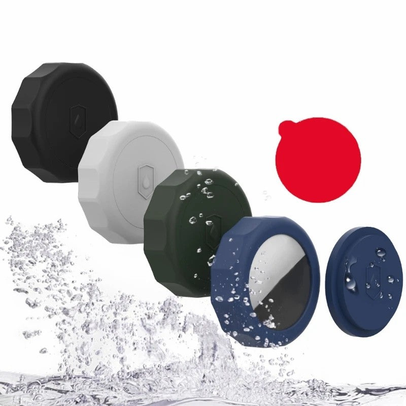 For AirTag Protective Case Bluetooth Tracker Waterproof Silicone Cover with Adhesive Sticker