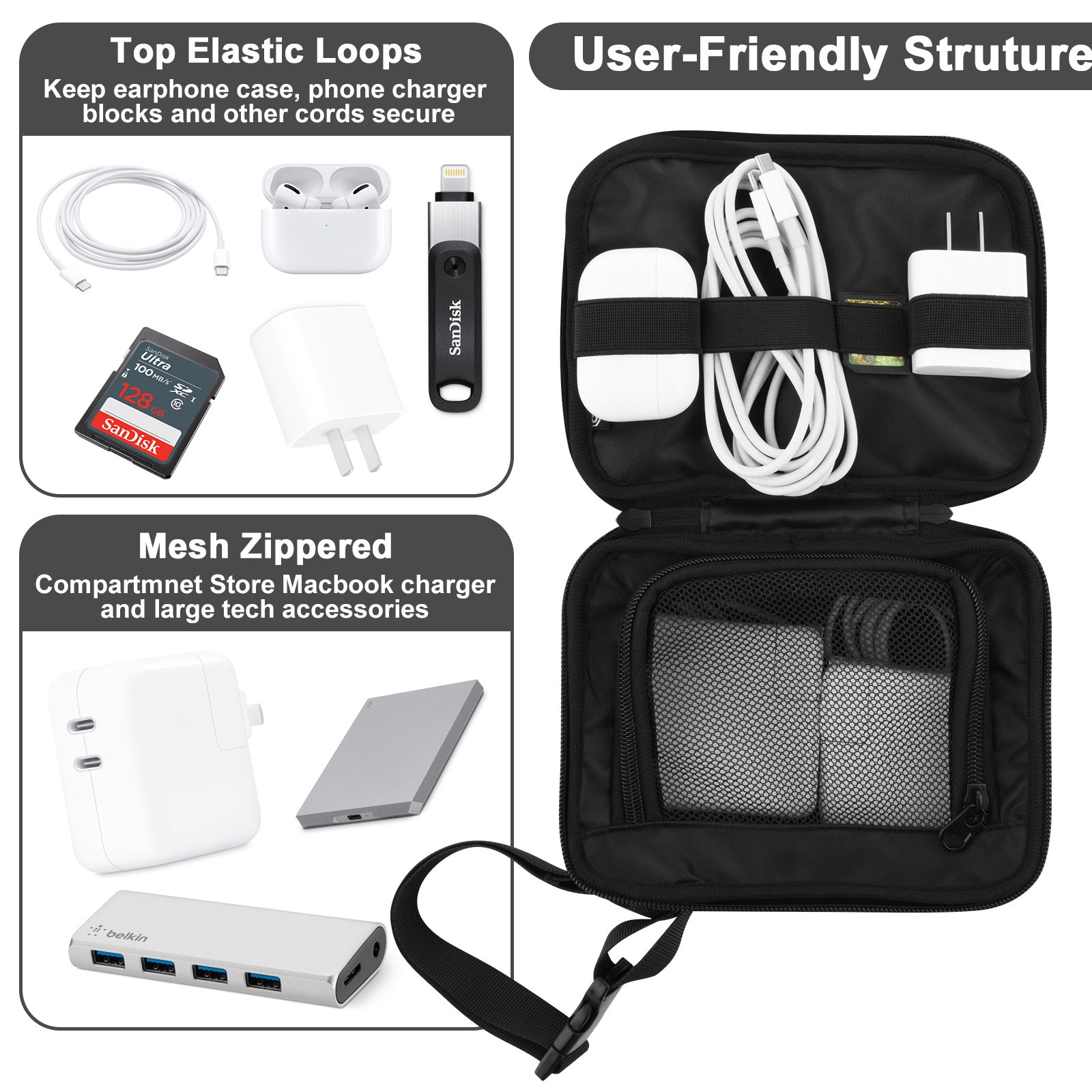 TXESIGN Storage Bag for Laptop Charger Power Bank Earphones Cable Organizer Bag