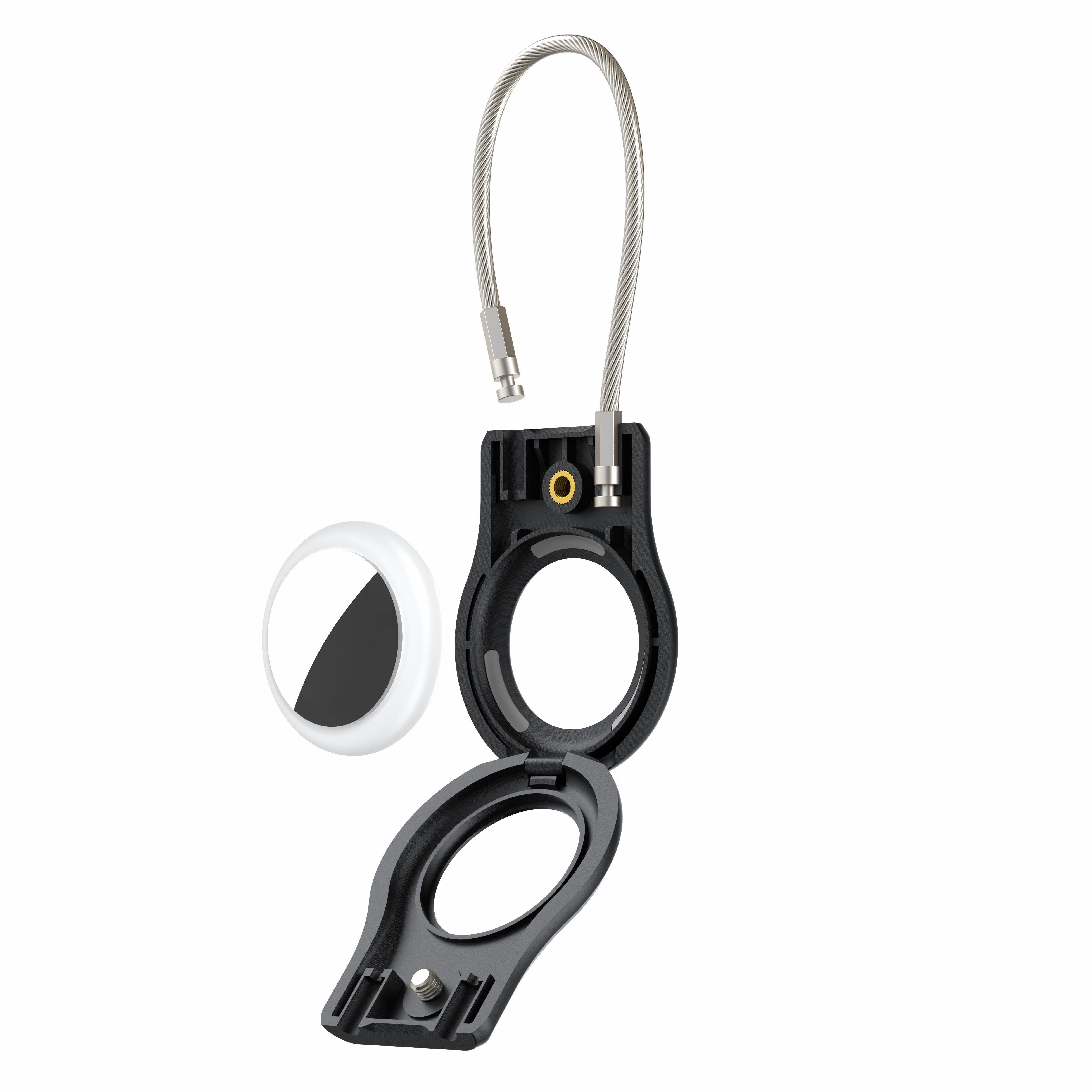 For AirTag Protective Cover Anti-lost Tracker PC Anti-scratch Case with Steel Wire