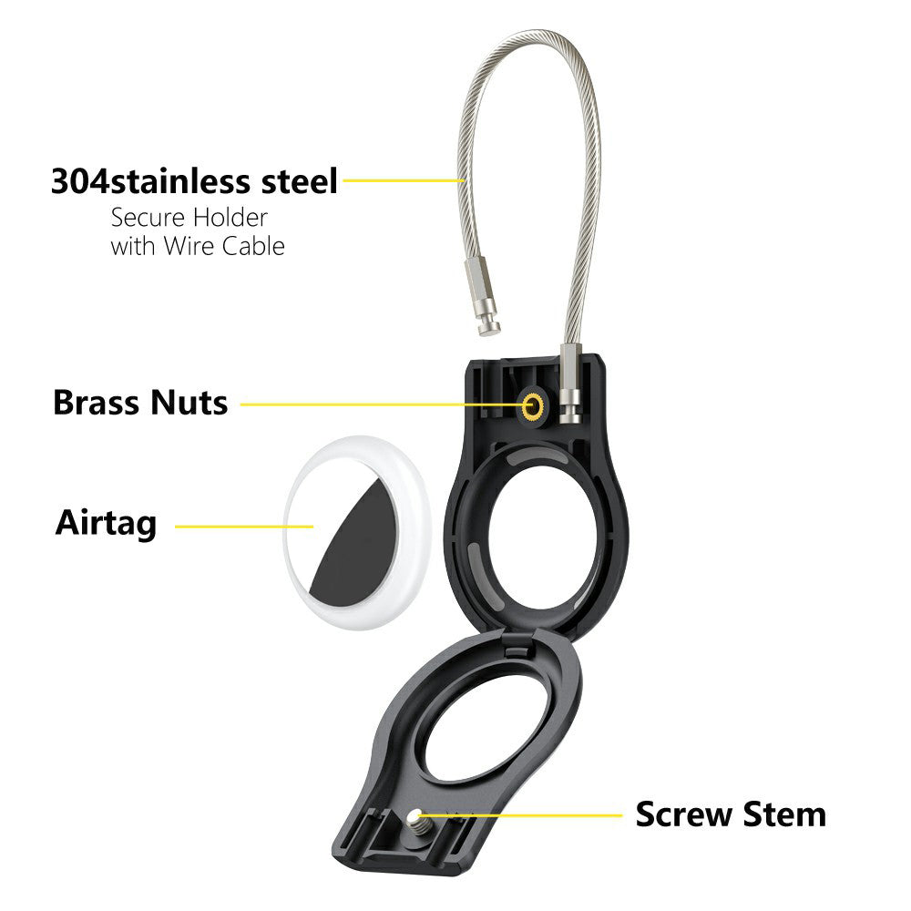 For AirTag Protective Cover Anti-lost Tracker PC Anti-scratch Case with Steel Wire