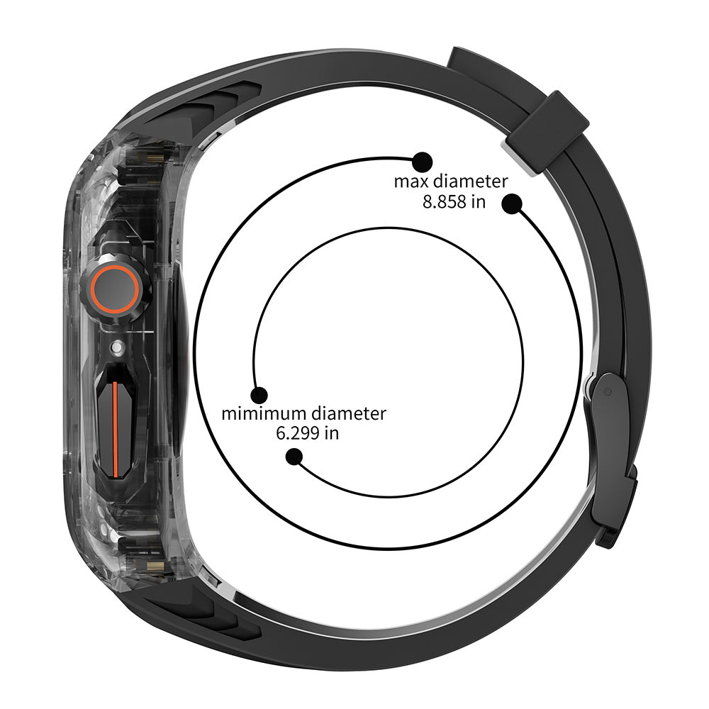 For Apple Watch Series 7 / 8 / 9 45mm / Watch Ultra 2 / Ultra 49mm TPU Watch Band with PC Case - Orange / Transparent