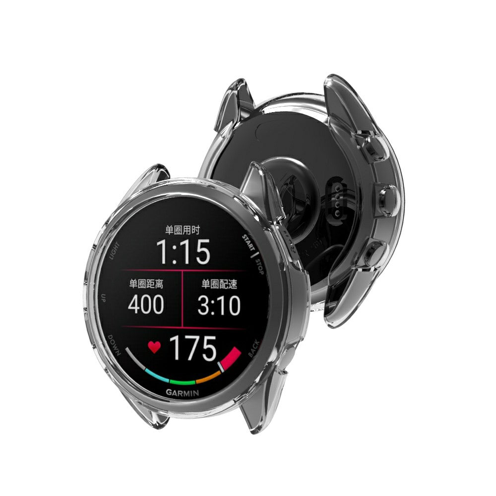 For Garmin Forerunner 165 Watch Case Half Cover Anti-drop TPU Watch Frame - Transparent
