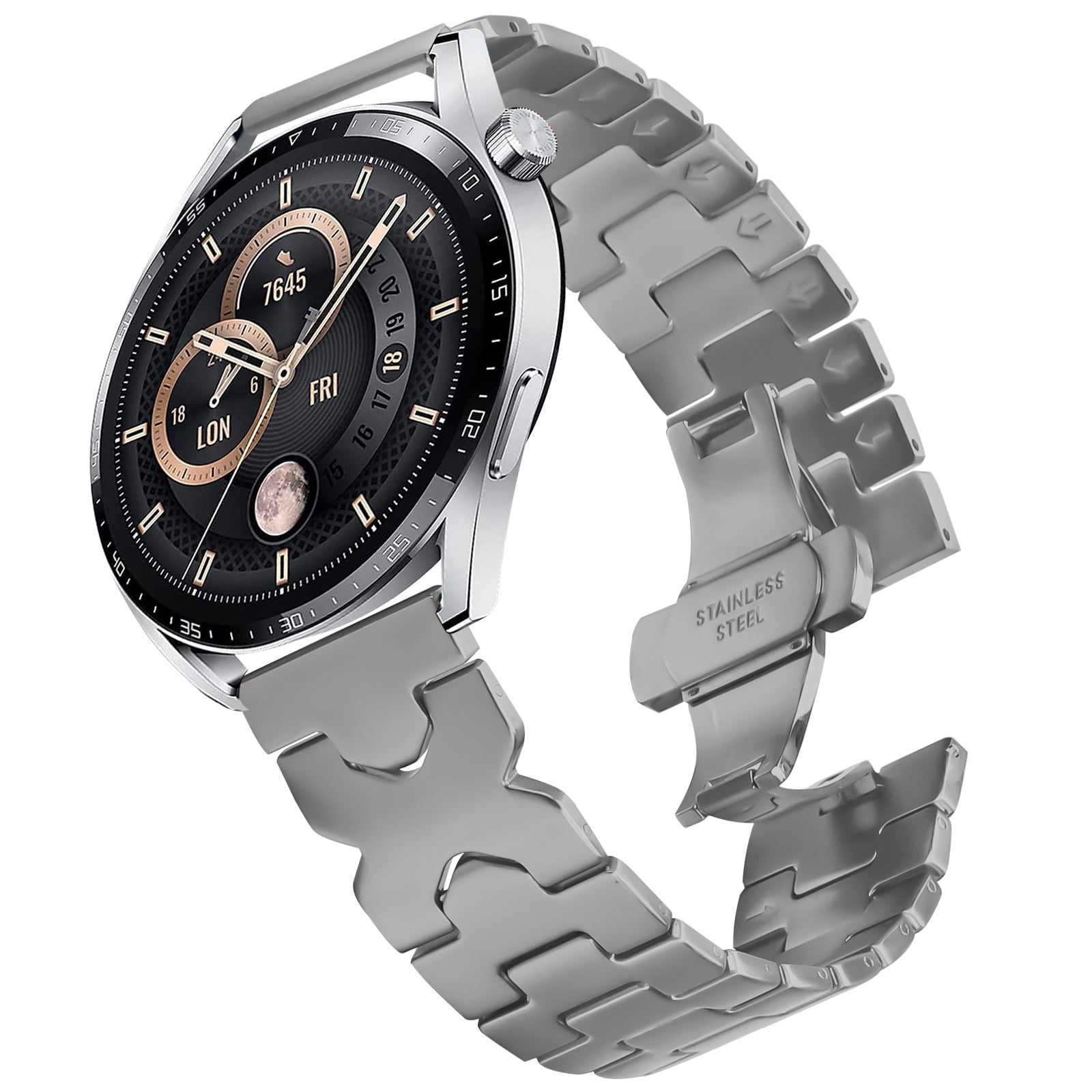 Stainless Steel Watch Band For Honor Watch GS Pro / MagicWatch 2 46mm / MagicWatch 1 / Watch Dream X-Shaped Butterfly Clasp Titanium