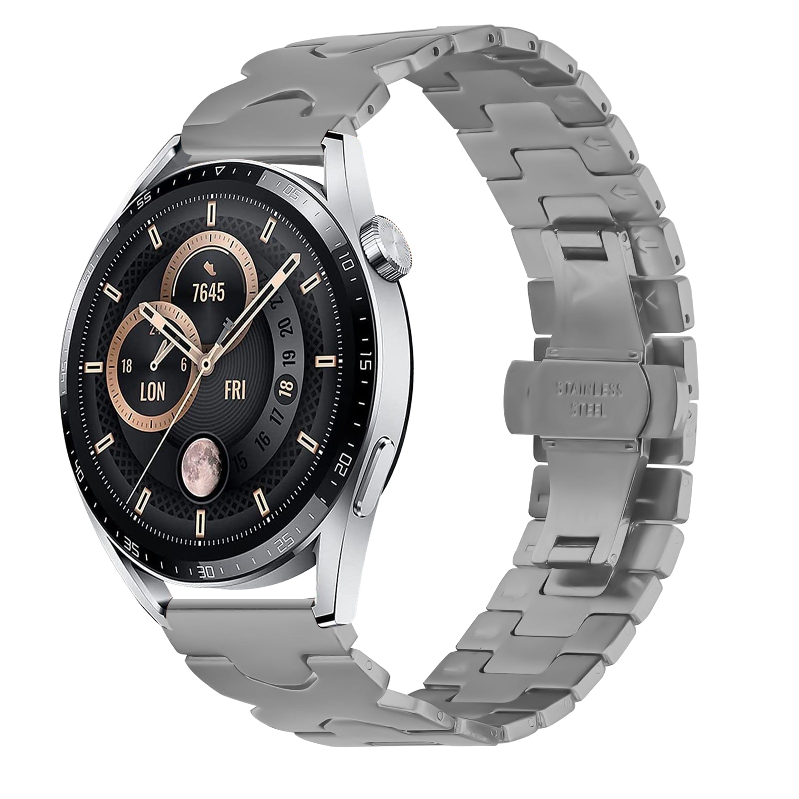 Stainless Steel Watch Band For Honor Watch GS Pro / MagicWatch 2 46mm / MagicWatch 1 / Watch Dream X-Shaped Butterfly Clasp Titanium