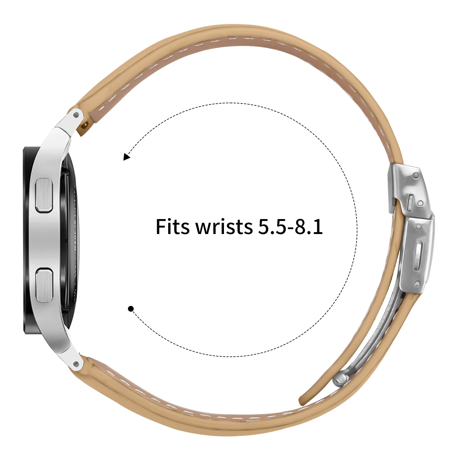 Wrist Strap with Silver Professional Connector For Samsung Galaxy Watch4 / Watch5 40mm / 44mm / 45mm Genuine Leather Watch Band Camel