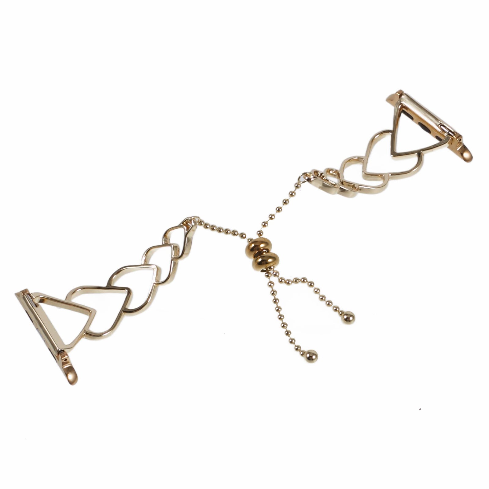For Apple Watch Series 9 8 7 41mm  /  Series 6 5 4 SE SE (2022) SE (2023) 40mm  /  Series 3 2 1 38mm Heart Shape Steel Smart Watch Strap - Gold