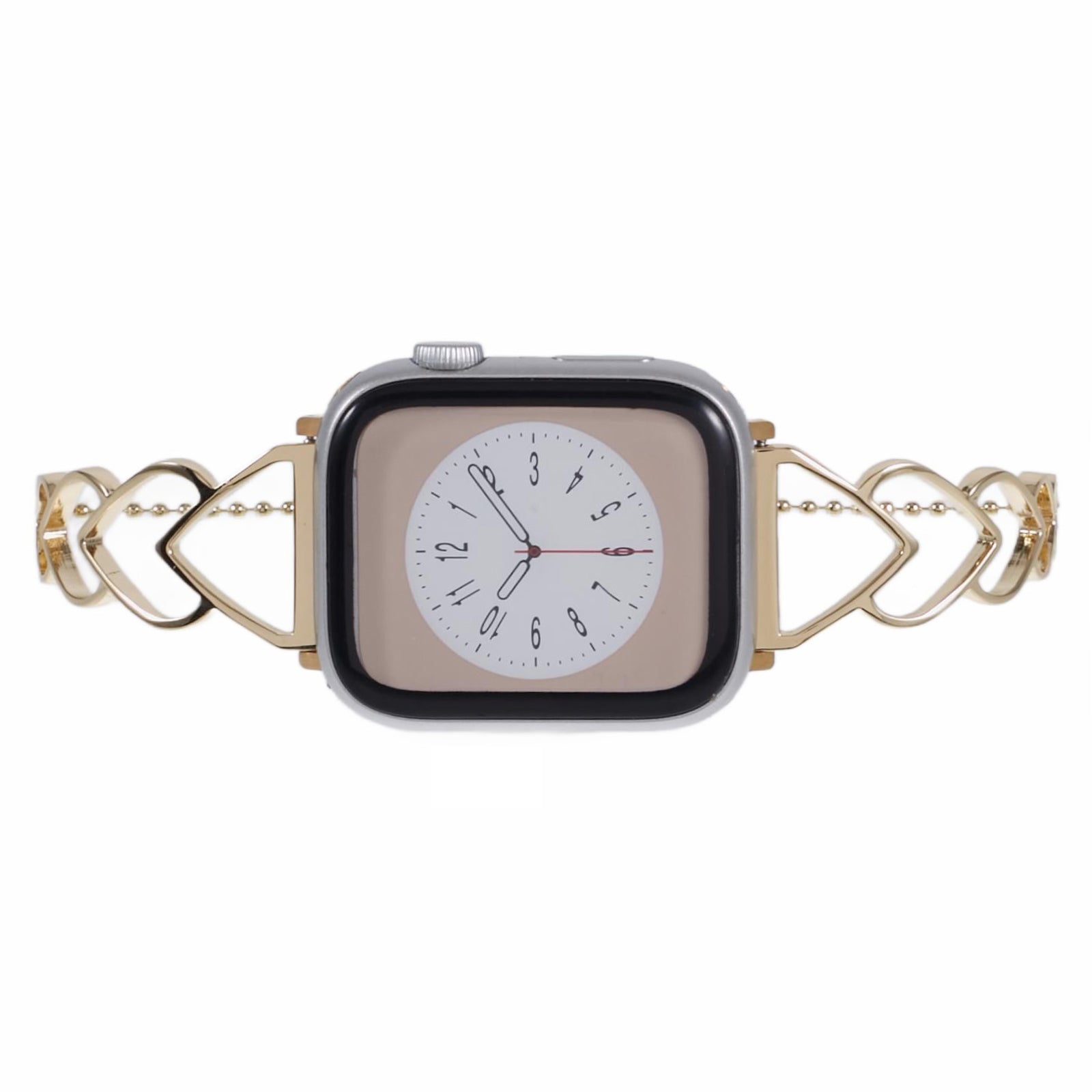For Apple Watch Series 9 8 7 41mm  /  Series 6 5 4 SE SE (2022) SE (2023) 40mm  /  Series 3 2 1 38mm Heart Shape Steel Smart Watch Strap - Gold