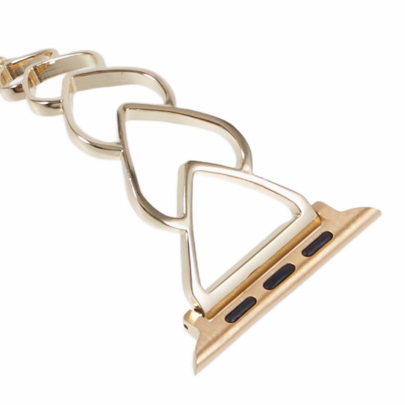 For Apple Watch Series 9 8 7 41mm  /  Series 6 5 4 SE SE (2022) SE (2023) 40mm  /  Series 3 2 1 38mm Heart Shape Steel Smart Watch Strap - Gold