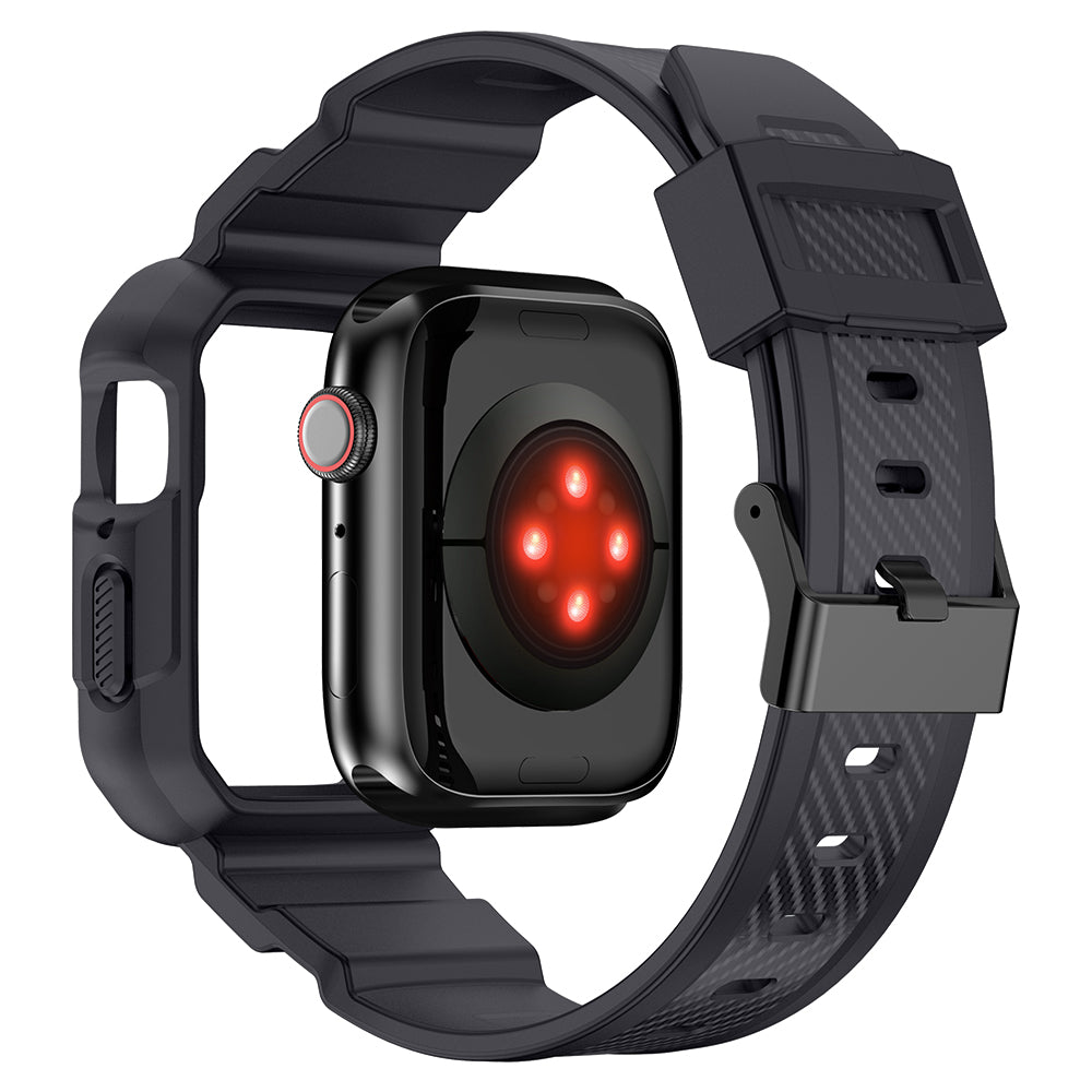 For Apple Watch Series 9 8 7 45mm / 6 5 4 SE SE (2022) SE (2023) 44mm / 3 2 1 42mm TPU Band with Watch Case - Dark Grey