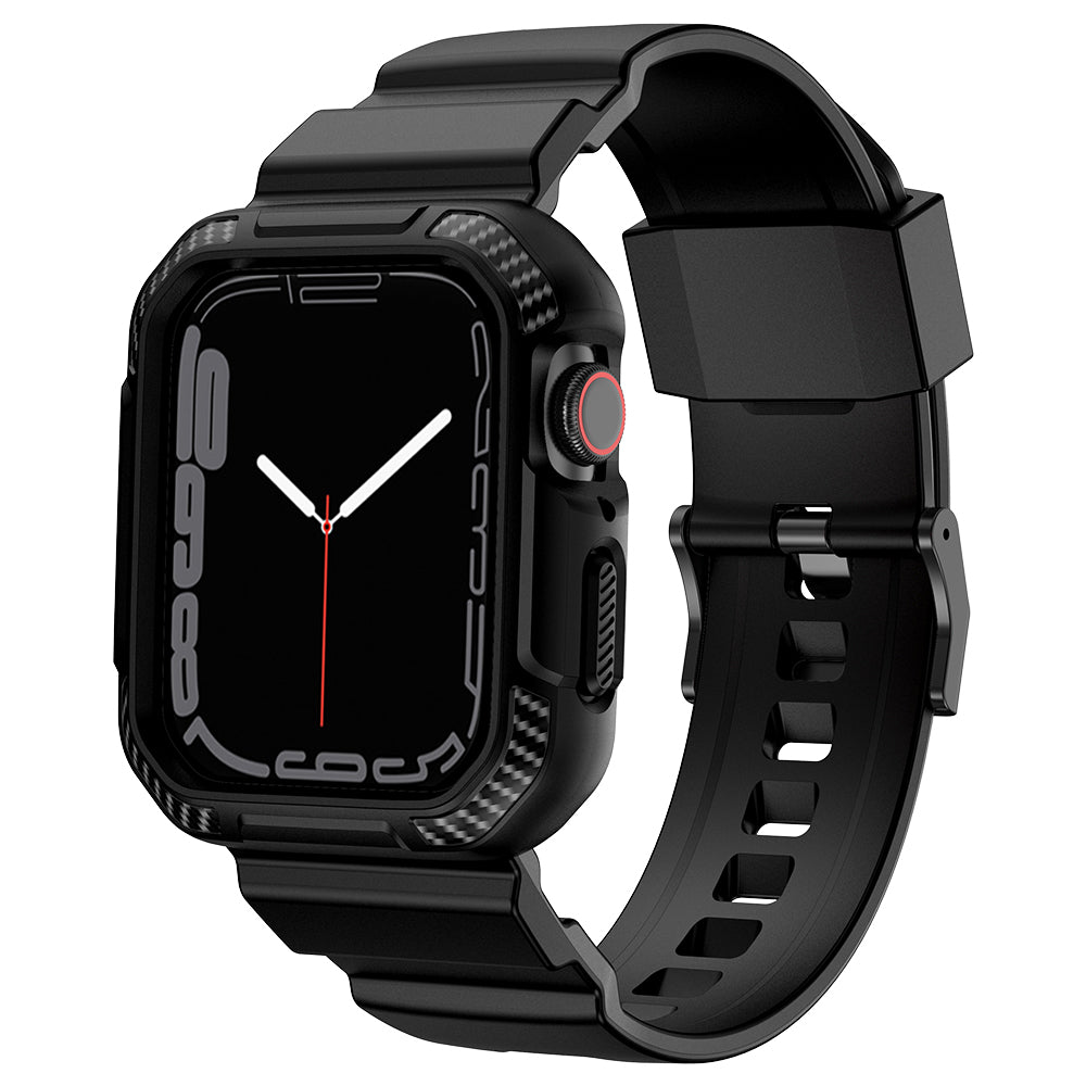 For Apple Watch Series 9 8 7 45mm / 6 5 4 SE SE (2022) SE (2023) 44mm / 3 2 1 42mm TPU Band with Watch Case - Dark Grey