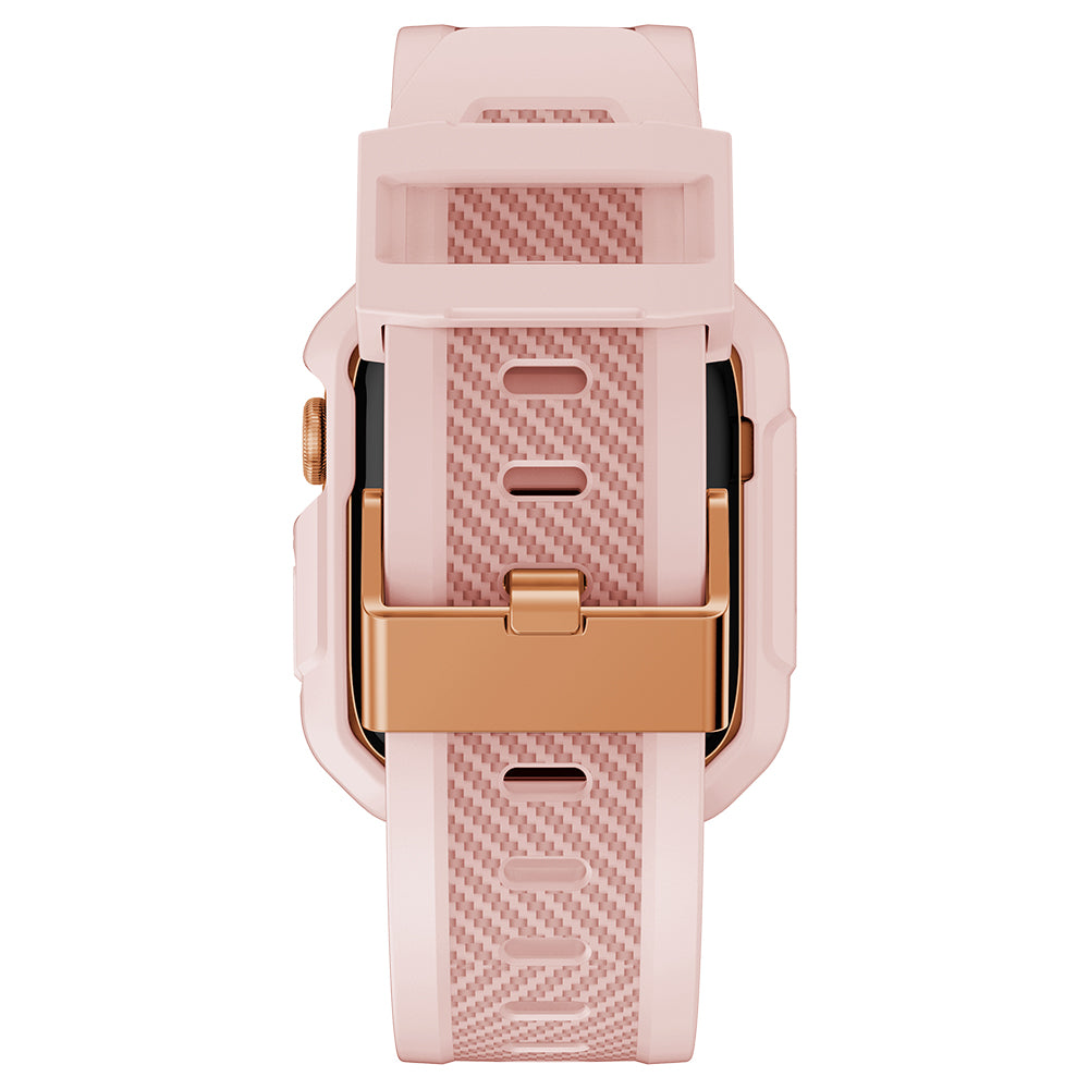 For Apple Watch Series 9 8 7 41mm / 6 5 4 SE SE (2022) SE (2023) 40mm / 3 2 1 38mm Watch Band TPU Strap with Case - Pink